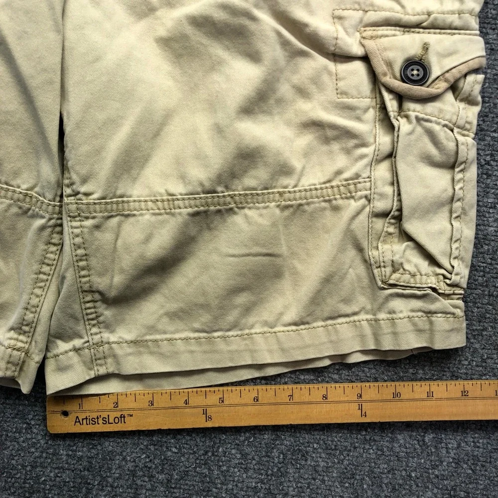 Aeropostale Mens Cargo Shorts Size 38 Khaki Tan Cotton Twill Multi Pocket Casual